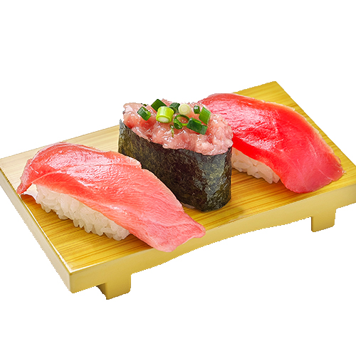 生本まぐろ三貫盛り　わさび抜き
